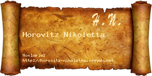 Horovitz Nikoletta névjegykártya